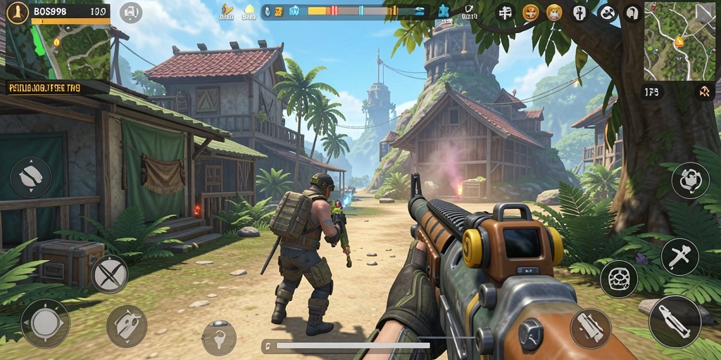 Tangkapan layar gameplay BOS898 menunjukkan aksi seru dan taktik dalam TPS.