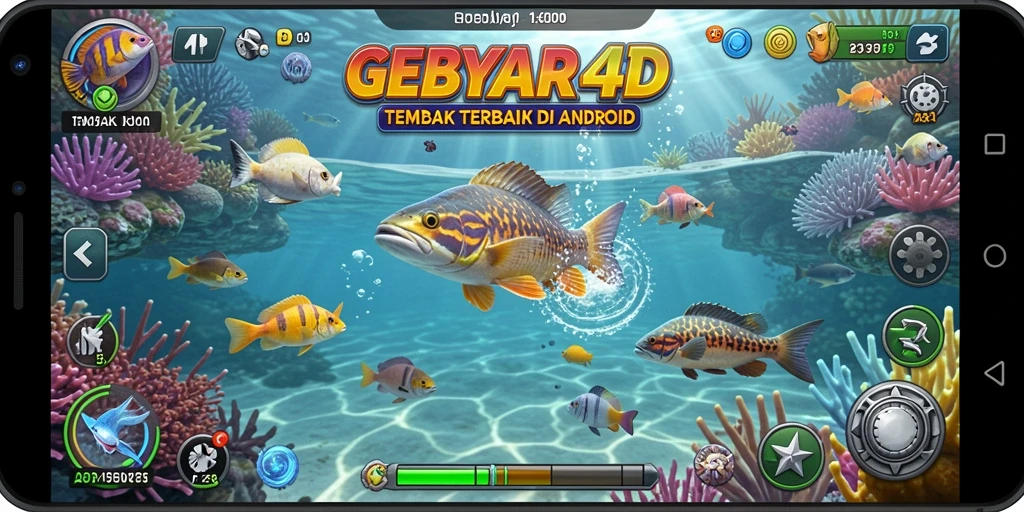 Tampilan gameplay GEBYAR4D dengan aksi Tembak Ikan yang menegangkan.